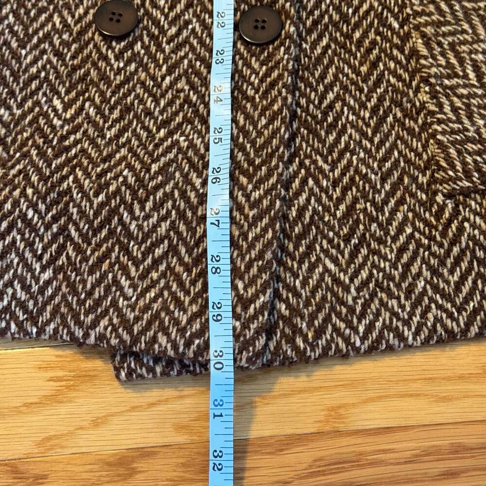 Boyne Valley Weavers Ireland Brown Herringbone Wool Tweed Coat Jacket L - Picture 6 of 6